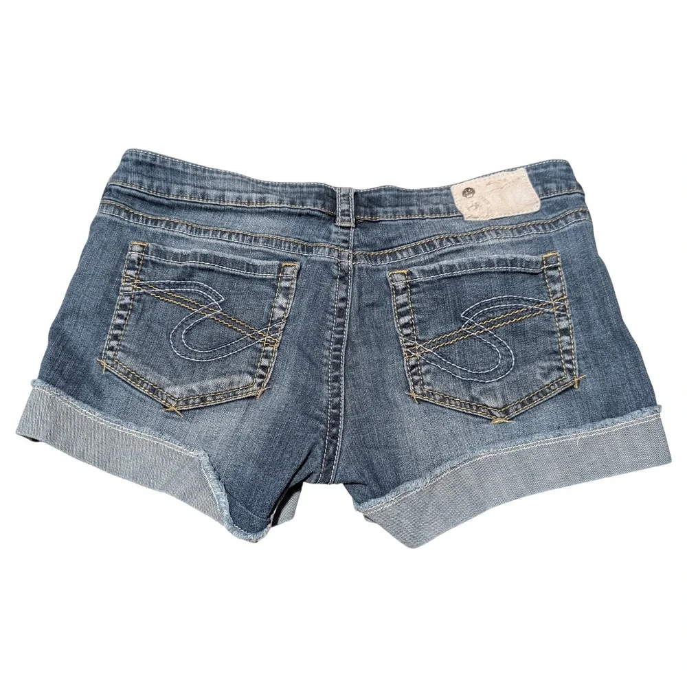 Silver Jeans Co Shorts Womens 31 Blue Toni Mid Rise Cuffed Raw Hem Denim Western